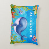 Niedliche Monogramm Name Küstenschildkröte und Wal Dekokissen (Rückseite(Vertikal))