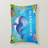 Niedliche Monogramm Name Küstenschildkröte und Wal Dekokissen (Vorderseite(Vertikal))