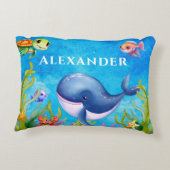 Niedliche Monogramm Name Küstenschildkröte und Wal Dekokissen (Rückseite)