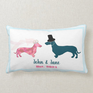 Niedliche Monogramm Newlyweds Dackel Hunde blass b Lendenkissen