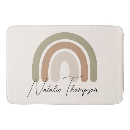 Niedliche monogramm regenbogenfarbene Aquarellfarb Badematte (Vorderseite)