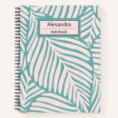 Niedliche monogramm Tropenblätter l Grün und rosa Notizblock (Vorderseite)