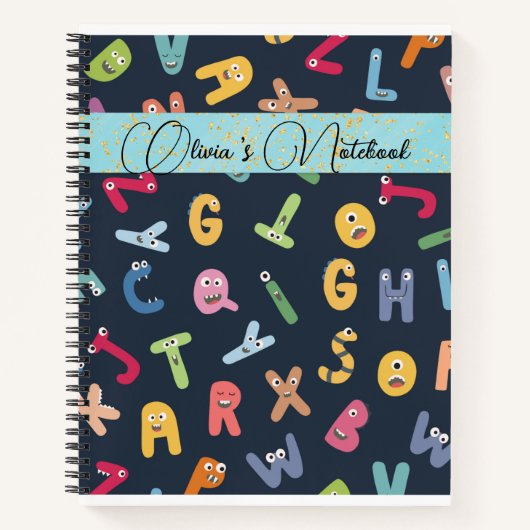 Niedliche Monster Alphabets Notizblock (Vorderseite)