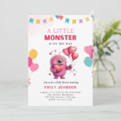Niedliche Monster Babydusche Einladung (Stehend Vorderseite)