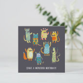 Niedliche Monster Geburtstagskarte Hinweiskarte (Stehend Vorderseite)
