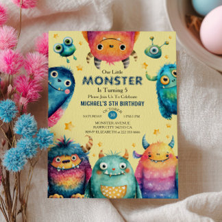 Niedliche Monster Gender Neutraler Kindergeburtsta Einladung