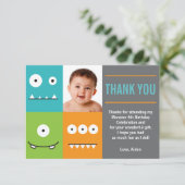 Niedliche Monster-Gesichter danken Ihnen Dankeskarte (Stehend Vorderseite)