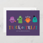 Niedliche Monster Halloween-Postkarte Postkarte (Vorne/Hinten)