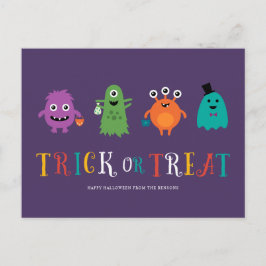Niedliche Monster Halloween-Postkarte Postkarte