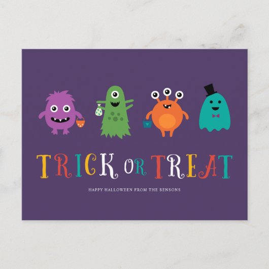 Niedliche Monster Halloween-Postkarte Postkarte (Vorderseite)