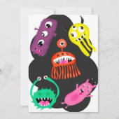 Niedliche Monster-Illustration 1. Geburtstag-Party Einladung (Rückseite)