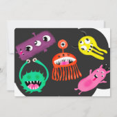 Niedliche Monster Illustration 5. Geburtstagsparty Einladung (Rückseite)