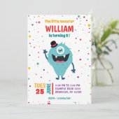 Niedliche Monster Kleine Moster Geburtstagsparty Einladung (Stehend Vorderseite)