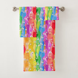 Niedliche Monster mit Regenbogen-Emotionsblocken i Badhandtuch Set