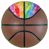 Niedliche Monster mit Regenbogen-Emotionsblocken i Basketball (Rechts)