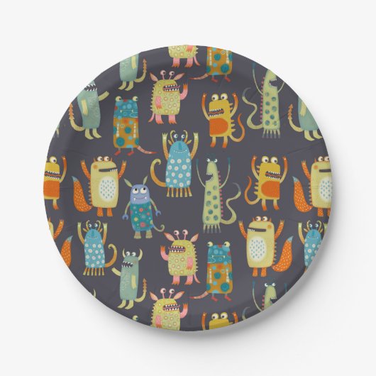 Niedliche Monster Pappteller (Vorderseite)