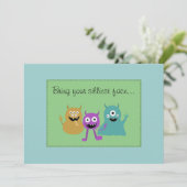 Niedliche Monster-Party Einladung (Stehend Vorderseite)