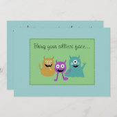 Niedliche Monster-Party Einladung (Vorne/Hinten)