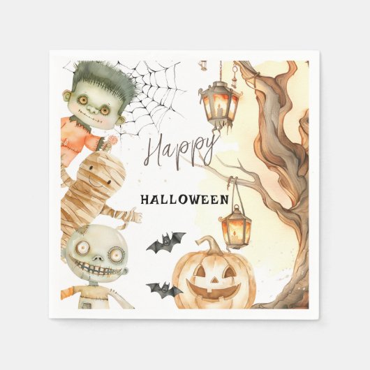 Niedliche Monster Spooktacular Kids Halloween-Part Serviette (Vorderseite)