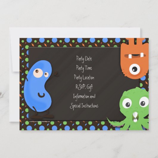 Niedliche Monster-Themenkostüme-Party Einladungen (Rückseite)