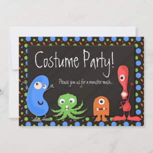 Niedliche Monster-Themenkostüme-Party Einladungen