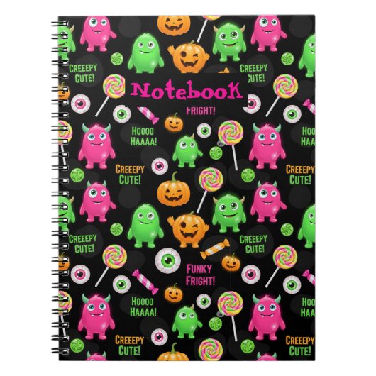 "Niedliche" Monster und Halloween Spaß nahtlos Notizblock (Vorderseite)