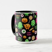 "Niedliche" Monster und Halloween Spaß nahtlos Tasse (Vorderseite Links)