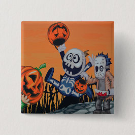 Niedliche Monster und Pumpkins Button
