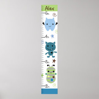 Niedliche Monster-Wachstumstabelle Behalte bei 8x4 Poster