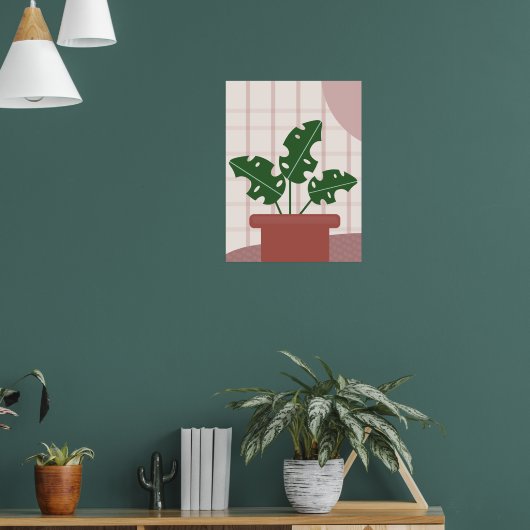 Niedliche Monstera-Pflanze Gerahmtes Bohemisches D Poster (Wohnzimmer 1)
