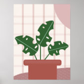 Niedliche Monstera-Pflanze Gerahmtes Bohemisches D Poster (Vorne)