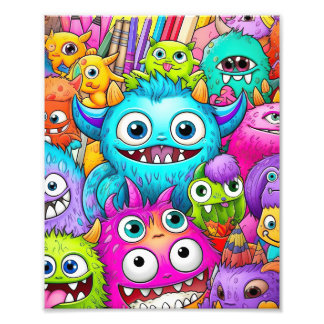 Niedliche Monsterdoodles Fotodruck