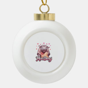 Niedliche Moo Deng Hippo Girlie Hearts für Mädchen Keramik Kugel-Ornament