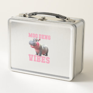 Niedliche MOO DENG VIBES Nur Baby Hippo Kindergart Metall Brotdose