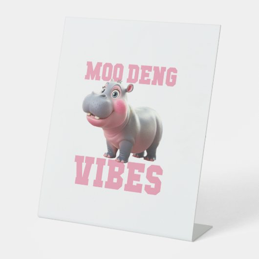 Niedliche MOO DENG VIBES Nur Baby Hippo Kindergart Sockelschild (Vorderseite)