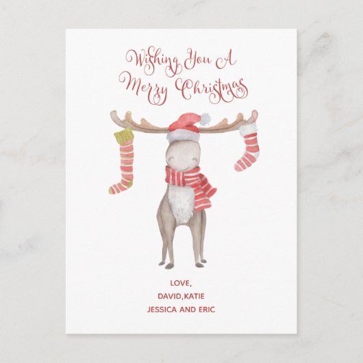 Niedliche Moose Typografie Frohe Weihnachten (Vorderseite)