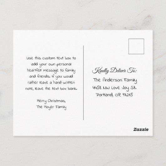 Niedliche Moose und Schneemann im Schnee Postkarte (Rückseite)