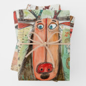 Niedliche Moose Weihnachtstypografie Moderner Spaß Geschenkpapier Set (Beispiel)