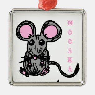 Niedliche Mooska Mouse Ornament Aus Metall