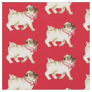 Niedliche Mops Nase in Luft und Bug Krawatte Wasse Stoff