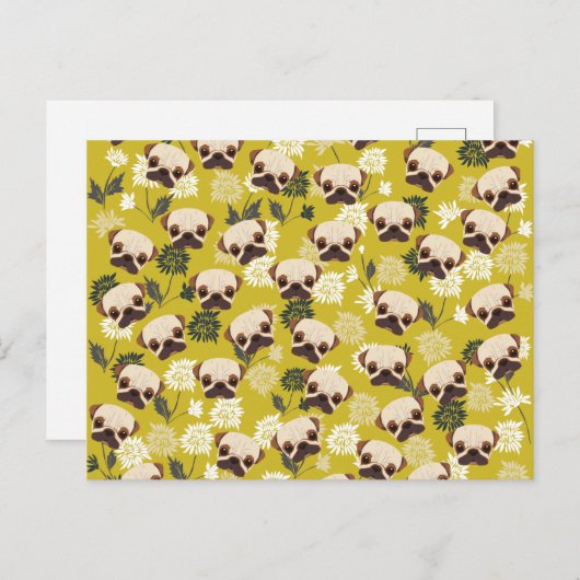 Niedliche Mops Postkarten (Vorne/Hinten)