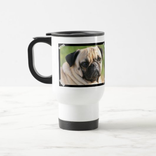 Niedliche Mops-Reise-Tasse Reisebecher (Links)