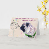 Niedliche Mops-und Blumen-Gruß-Karte Karte (Gelbe Blume)