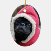 Niedliche Mops-Weihnachtsverzierung #3 Keramikornament (Vorne)