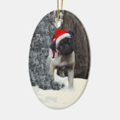 Niedliche Mops-Welpen-Weihnachtsverzierung #2 Keramikornament (Links)