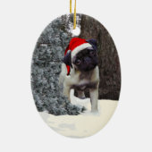 Niedliche Mops-Welpen-Weihnachtsverzierung #2 Keramikornament (Hinten)
