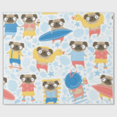 Niedliche Möpsen im Urlaub. Muster mit Cartoon-Mop Geschenkpapier (Flach)