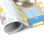 Niedliche Möpsen im Urlaub. Muster mit Cartoon-Mop Geschenkpapier (Rolleneckpunkt)
