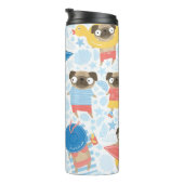 Niedliche Möpsen im Urlaub. Muster mit Cartoon-Mop Thermosbecher (Nach rechts gedreht)