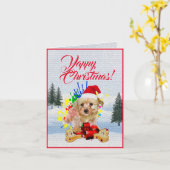 Niedliche Morkie Dog Weihnachtskarte individuell a Karte (Gelbe Blume)